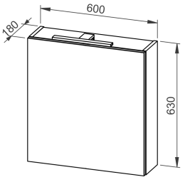 Viseći ormarić MYRA 60 s ogledalom, L/D